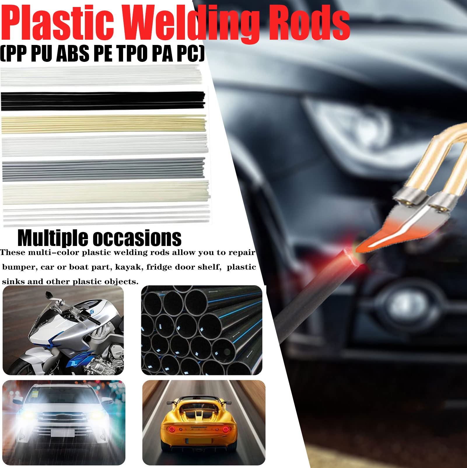 150W Plastic Welder,Plastic Welding Kit Car Bumper Repair 800pcs Hot Staples & 56pcs 7 Types of Welding Plastic Welding Rods for Car Bumper Plastic Crack Repair (Black)