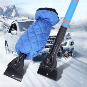 plplaaoo Snow Shovel, Snow Scraper for Car,Windshield Scraper for Ice and Snow,Portable Retractable Ice Scraper,Multifunctional Snow Car Scraper with Warm Sleeve for Winter, Snow Scraper for car I