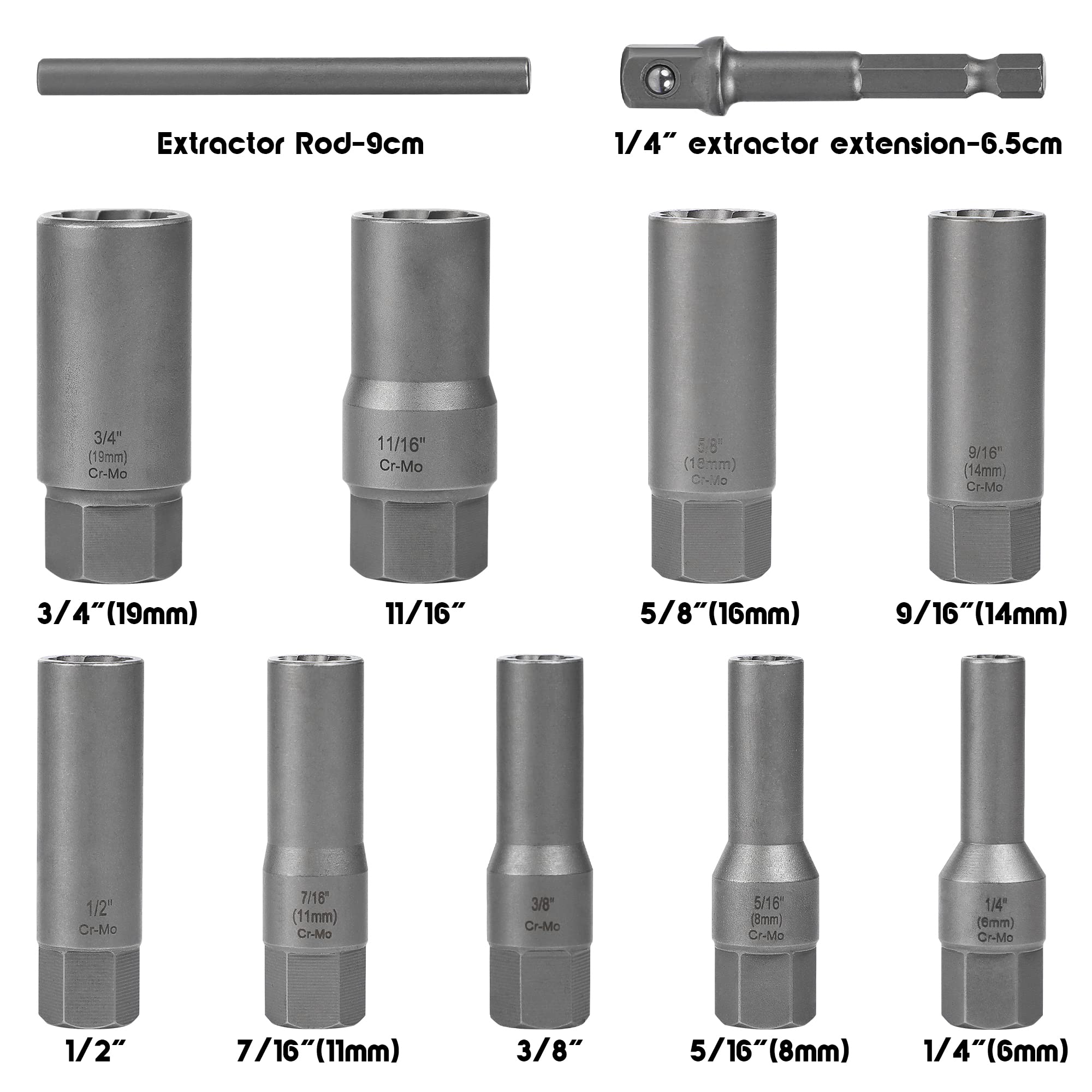 UYECOVE Screw Extractor Set Stripped Screw Extractor Set Broken Bolt Extractor Kit (11Pcs Deep Extractor Set)