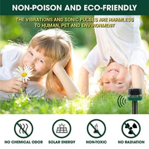 Mole Repellent - Outdoor Snake Deterrent - Solar Powered Mole Remover for Mole, Vole, Gopher, Snakes and Other Animals - (8 Packs)