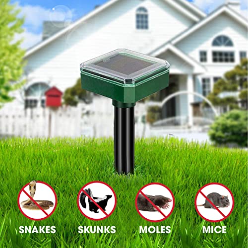 Mole Repellent - Outdoor Snake Deterrent - Solar Powered Mole Remover for Mole, Vole, Gopher, Snakes and Other Animals - (8 Packs)