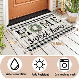 ORTIGIA Sping Home Sweet Home Doormat Indoor Outdoor Patio Welcome Magnolia Wreath Door Mats Non-Slip Durable Entrance Mat for Home Entrance, Outside Entry, Yard, Floor, Patio 17x29.5INCH