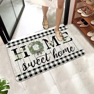 ORTIGIA Sping Home Sweet Home Doormat Indoor Outdoor Patio Welcome Magnolia Wreath Door Mats Non-Slip Durable Entrance Mat for Home Entrance, Outside Entry, Yard, Floor, Patio 17x29.5INCH