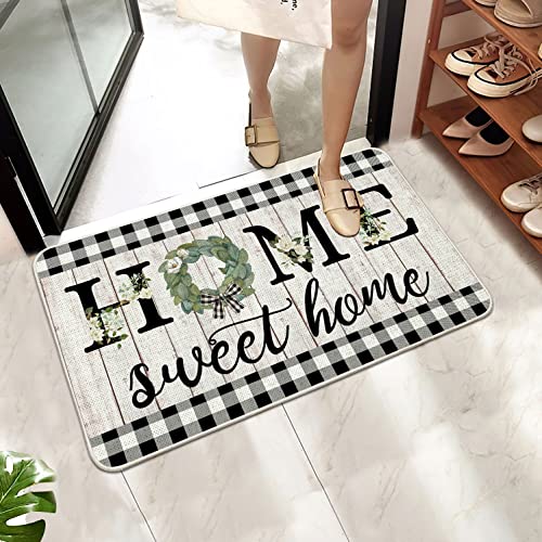 ORTIGIA Sping Home Sweet Home Doormat Indoor Outdoor Patio Welcome Magnolia Wreath Door Mats Non-Slip Durable Entrance Mat for Home Entrance, Outside Entry, Yard, Floor, Patio 17x29.5INCH