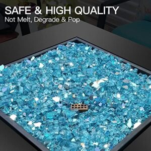 Apromise 1/2 inch Fire Glass - Cobalt Blue and Caribbean Blue Fire Pit Glass | 20lbs