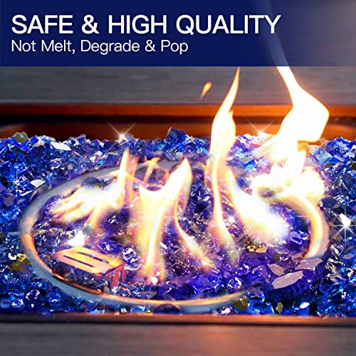 Apromise 1/2 inch Fire Glass - Cobalt Blue and Caribbean Blue Fire Pit Glass | 20lbs