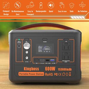 Portable Power Station 600W, Solar Generator (Peak 1200W), 153600mAh 568WH, Lithium Battery 110V/600W, AC Outlet, 2xDC Carport, 2xUSB-C, QC USB 3.0, Camping Power bank, Outdoor