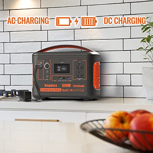 Portable Power Station 600W, Solar Generator (Peak 1200W), 153600mAh 568WH, Lithium Battery 110V/600W, AC Outlet, 2xDC Carport, 2xUSB-C, QC USB 3.0, Camping Power bank, Outdoor