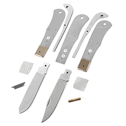 EZSMITH Knife Making Kit - Bearclaw Trapper - DIY Folding Knife Series - (Parts Kit) - (No Handles) - (Gift Boxed) - (USA Design) - (by KnifeKits)