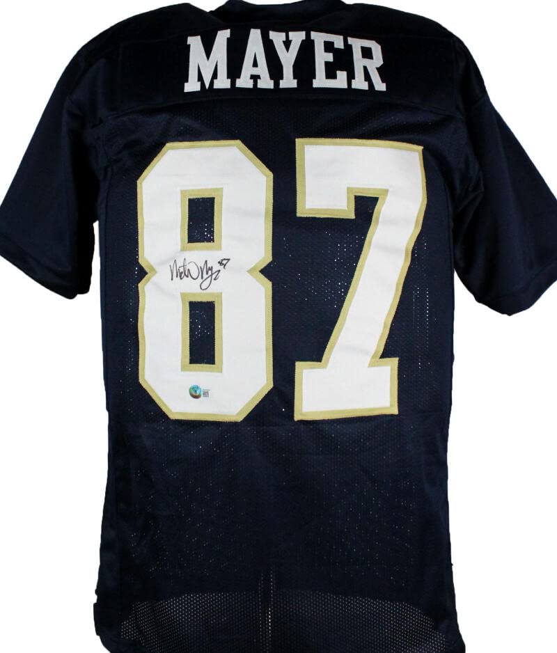 Michael Mayer Autographed Blue College Style Jersey-Beckett W Hologram Black