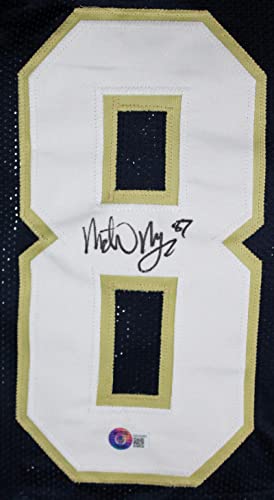 Michael Mayer Autographed Blue College Style Jersey-Beckett W Hologram Black