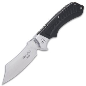 honshu sekyuriti razor pocket knife - d2 tool steel blade, g10 handle scales, pocket clip, lanyard hole - closed 4 7/8”