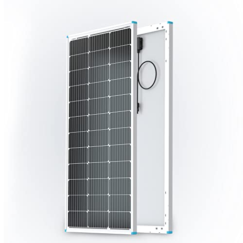 Renogy Solar Panel 100 Watt 12 Volt, High-Efficiency Monocrystalline PV Module Power Charger, Single 100W & Solar Panel Side of Pole Mount for 50W/100W Solar Panel (Mount only)
