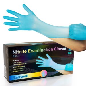 blue nitrile gloves disposable latex free medium | 4 mil nitrile medical gloves | 100 count powder free examination gloves, food grade & safe, rubber gloves disposable exam gloves | veterinarian, lab