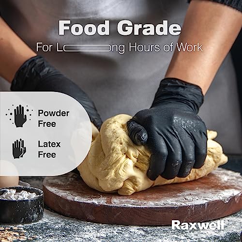 Latex Free Disposable Black Gloves Large | 4.5 Mil Black Nitrile Gloves | 100 Count Non Latex Gloves, Powder Free | Food Grade & Safe | Medical, Lab, Kitchen, Mechanic, Cleaning, & Tattoo Gloves