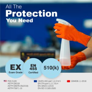 Raxwell Orange Nitrile Gloves - 8.5 Mil Heavy Duty, Diamond Texture For Grip, Puncture Resistant, Latex-Free For Mechanics