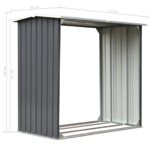 Gecheer Garden Log Storage Shed Galvanized Steel 67.7"x35.8"x60.6" Gray Strong and Practical