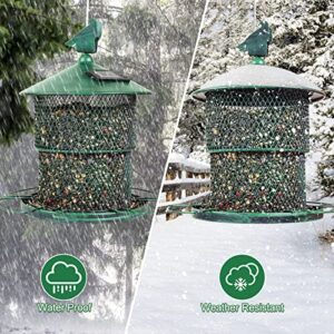 Metal Bird Feeders for Outdoors Hanging,Squirrel Proof Wild Bird Feeder,Outside Solar Mesh Tube Birdfeeder,Birdfeeders for Finch,Cardinal,Blue Jay