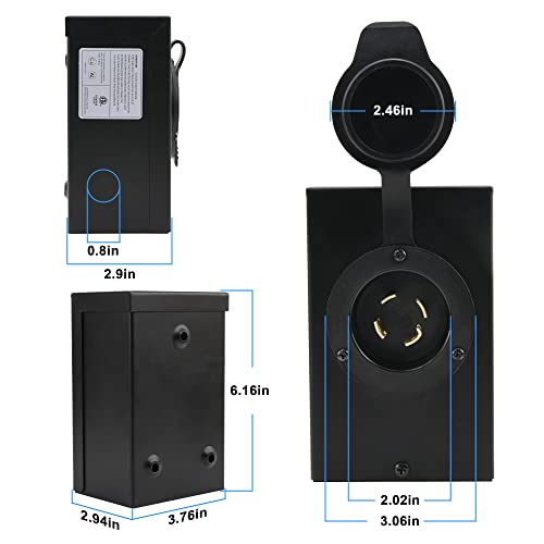 Luckyweld 30Amp Generator Inlet Box, NEMA L14-30P, 4Prone,125/250 Volt, 7500 Watts Generator Power Inlet Box, Weatherproof, Transfer Switch, Outdoor Use