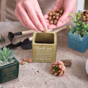 Sieral 6 Pcs Teacher Plant Gifts Thank You for Helping Me Grow Gifts Succulent Pots Appreciation Gifts for Employee Volunteer Ceramic Plant Pots with Drainage Holes, Plants Not Included(2.56 Inch)