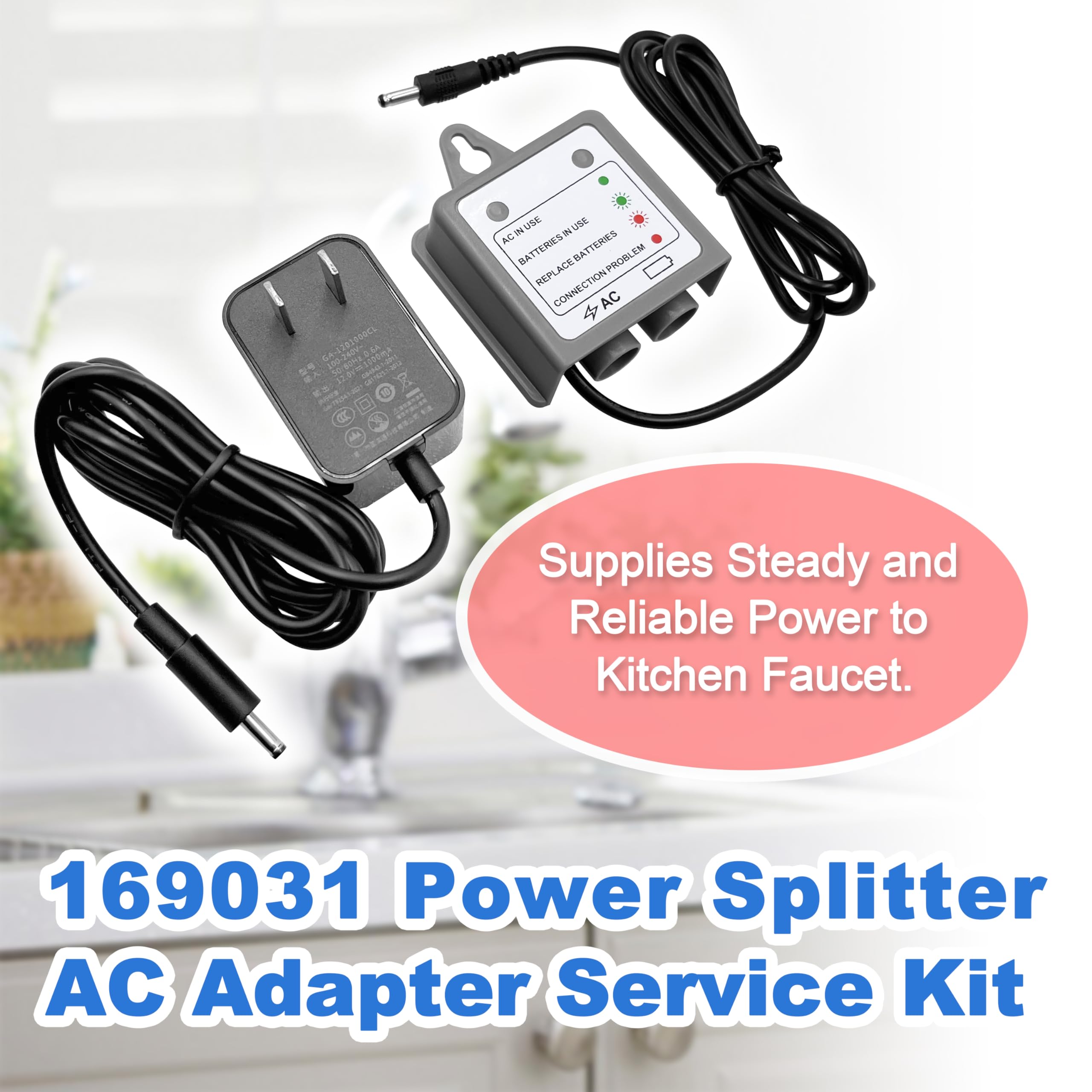 AC Adapter Compatible with Moen 169031 Optional AC Adapter Service Kit Fit for MotionSense Series Kitchen Faucets