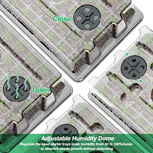 YOHIA Seed Starter Tray with Grow Light,2 Packs 80 Cells Seed Starter Kit,Seeding Starter Trays with Humidity Dome Germination Kit for Seedling Starting,Seed Growing,Cloning & Plant Propagation