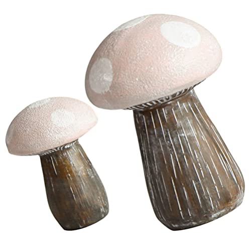 ABOOFAN Artificial Plants 2pcs Tiny Mushrooms Mini Mushroom Miniature Figurines Artificial Mushroom Statue Resin Mushroom Model for Landscape Plant Pot Bonsai Craft Home Decor