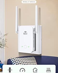 WiFi Range Extender Signal Booster up to 4000sq.ft and 30 Devices, Internet Extender Booster, WiFi Repeater Amplifier with Ethernet Port,2 Antennas 360° Full Coverage