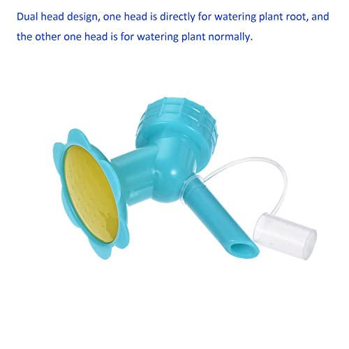 M METERXITY 4 Pack Bottle Watering Sprinkler - Plant Potted Watering Portable Spout Nozzles Heads Converter, Apply to Garden (90x65mm, Blue Yellow Gray Beige)