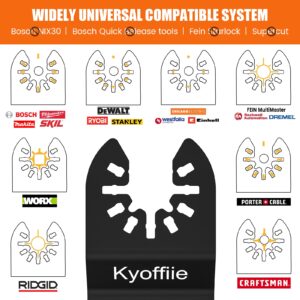 Kyoffiie 100Pcs Oscillating Saw Blades, 1-3/4" Quick Release Multi Tool Blades Kits Universal Oscillating Tool Blades Wood Plastic Multitool Blades Compatible with Dewalt Ryobi Makita Bosch Craftsman