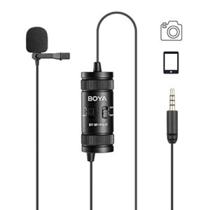 boya by-m1 pro ii lavalier microphone noise cancelling omnidirectional mic with monitoring port for youtube tiktok interview broadcast content creation