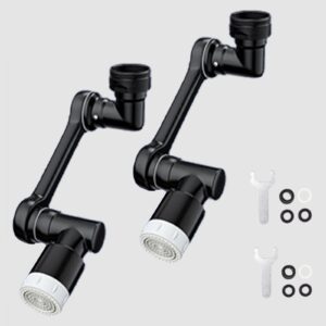 faucet extender, 2 pack universal rotating 1080°swivel extension faucet aerator with 2 water outlet modes - black