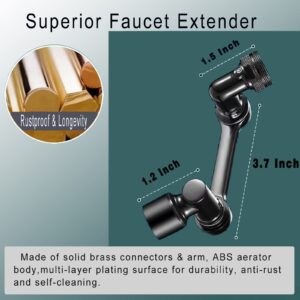 Faucet Extender, 2 Pack Universal Rotating 1080°Swivel Extension Faucet Aerator with 2 Water Outlet Modes - Black