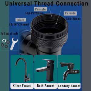 Faucet Extender, 2 Pack Universal Rotating 1080°Swivel Extension Faucet Aerator with 2 Water Outlet Modes - Black