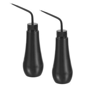 m meterxity 2 pack squeeze bottle - plant watering wash bottles bent tip mouth plastic, apply to indoor/outdoor/garden (250ml black)