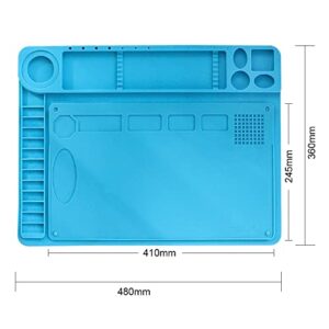 BEEYNG Lab Microscope Accessories 480x360mm Heat Insulation Working Mat with Ruler, Detachable Soldering Station for Motherboard Phone Computer Repairing