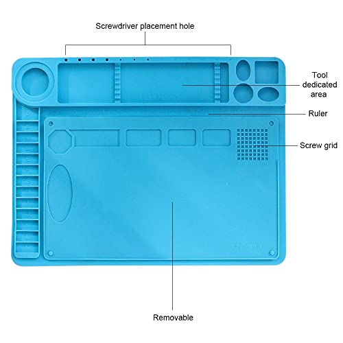 BEEYNG Lab Microscope Accessories 480x360mm Heat Insulation Working Mat with Ruler, Detachable Soldering Station for Motherboard Phone Computer Repairing