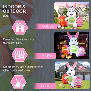 Easter Inflatable Bunny Outdoor Decorations 6FT Blow Up Rabbit with Eggs Decor Build-in LEDs for Yard Garden Lawn Indoors Outdoors Home Holiday Parties