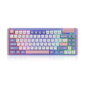 dustsilver wireless keyboard mechanical gaming keyboard hot-swappable rgb backlit supports bt 5.0/2.4g wireless/wired 3 modes brown switch 84 keys programmable macro for windows/macos lilac