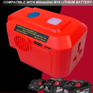 200W Power Inverter Generator Fit for Milwaukee M18 18V Battery, DC 18V to AC 110V-120V Portable Power Station with USB Type C Fast Charging and LED Light USB Charger Adapter