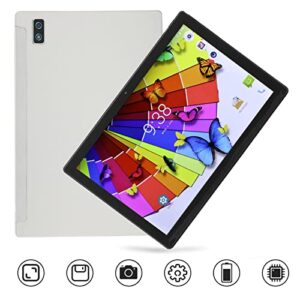 Kufoo 10.1in Tablet, Silvery 8GB RAM 256GB ROM Gaming Tablet Type C Rechargeable 100 to 240V 5G WiFi for Home (US Plug)