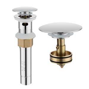 herogo bathroom sink drain with overflow, stainless steel chrome pop up drain stopper with detachable built-in anti-clogging strainer for lavatory vessel vanity sink drain, fits standard drain hole