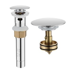 Herogo Bathroom Sink Drain with Overflow, Stainless Steel Chrome Pop Up Drain Stopper with Detachable Built-In Anti-Clogging Strainer for Lavatory Vessel Vanity Sink Drain, Fits Standard Drain Hole