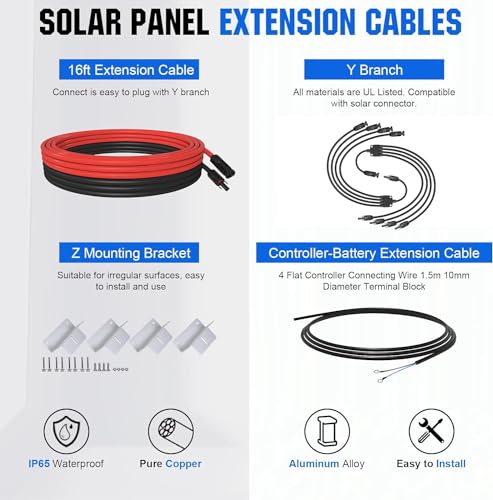 ECO-WORTHY 400 Watt 12 Volt Premium Solar Panel Kit :4pcs 100W Solar Panel+ 40A MPPT Charge Controller+ Bluetooth Module+ Mounting Z Brackets, 400W 12V Solar Power Off Grid System for Home, RV, Boat.