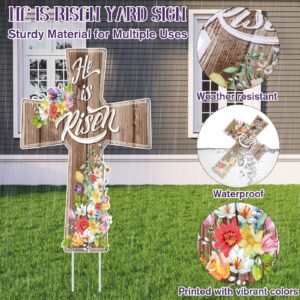 Marsui 3 Pcs Easter Decorations Easter Signs for Yard He Is Risen Sign Religious Easter Yard Sign Easter Outdoor Decorations Waterproof Easter Cross Lawn Stakes for Home Garden Easter Party (Classic)