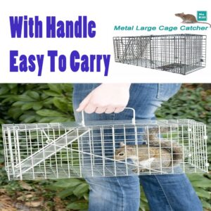 24 Inches Humane Live Rat Collapsible Rat Trap, Mice Trap Folding Rabbit Catcher for Stray Cats Groundhogs Opossums, Hamsters Live Cage Catch and Release, with Safe Carrying, 24×7.5×8.3 Inch