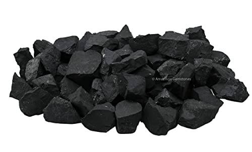 Raw Shungite Stones Crystal Rock, Real Shungite Stones for Water Purification - 30-70mm Piedra Shungite Original (5 Pieces)