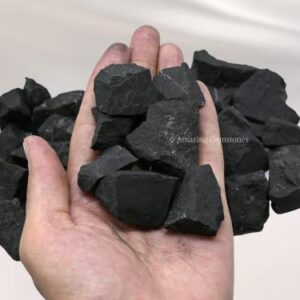 Raw Shungite Stones Crystal Rock, Real Shungite Stones for Water Purification - 30-70mm Piedra Shungite Original (5 Pieces)