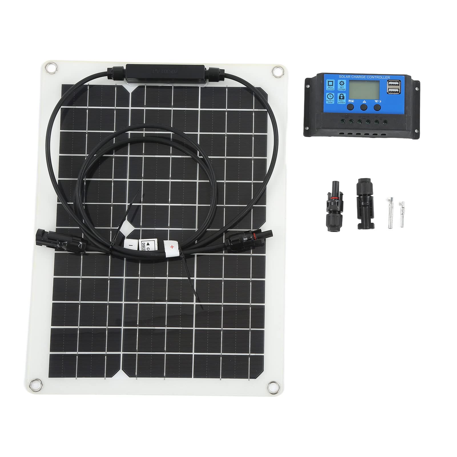 Solar Car Battery Charger Monocrystalline Silicon Charge Controller Kit for Automobile Houseboat Car RV Boat Marine Trailer,30W 18V Solar Panel Charger Voltage Controller Kit, Solar Car Battery