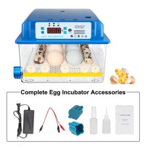 Vevitts 16 Eggs Incubators for Hatching Egg with Automatic Turner, Fahrenheit Temperature Control Chickens Quail Egg Incubator with Led Candler, 12V/110V/220V Incubators Kit for Farm Poultry